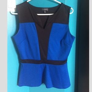 Adorable blue/black peplum top!